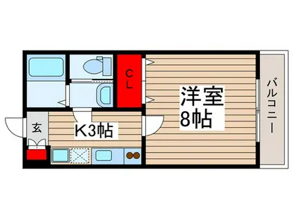 メルローズプレイスII(1K/1階)の間取り写真