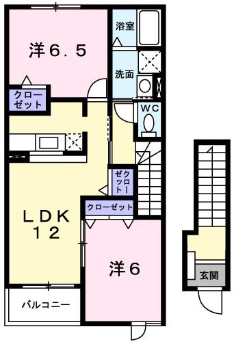 クラール雅(2LDK/2階)の間取り写真