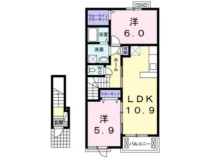 アムール(2LDK/2階)の間取り写真