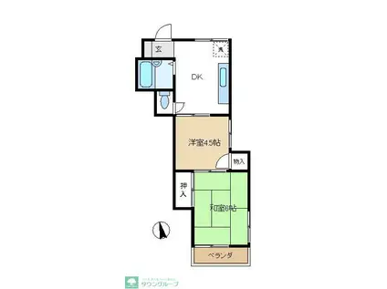 フラッツ第2小机(2DK/2階)の間取り写真