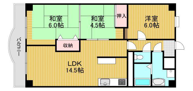 狭山レークハイツ2号棟(3LDK/10階)の間取り写真
