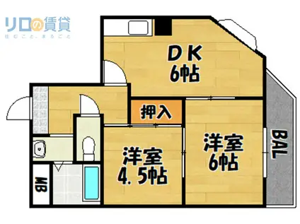 野本ビル(2DK/8階)の間取り写真