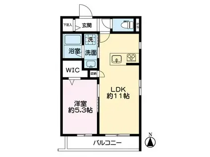 アクシス南浦和(1LDK/3階)の間取り写真