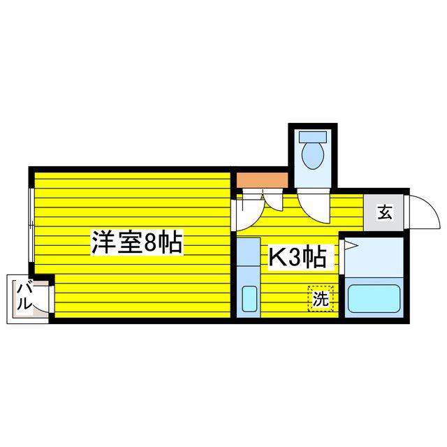藤井ビル北17条III(1K/3階)の間取り写真