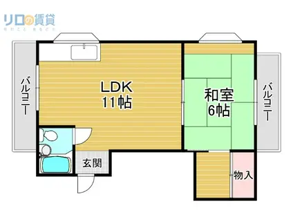 ドミール・カモ(1LDK/2階)の間取り写真