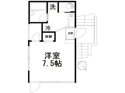 ストゥディオ(ワンルーム/2階)の間取り写真