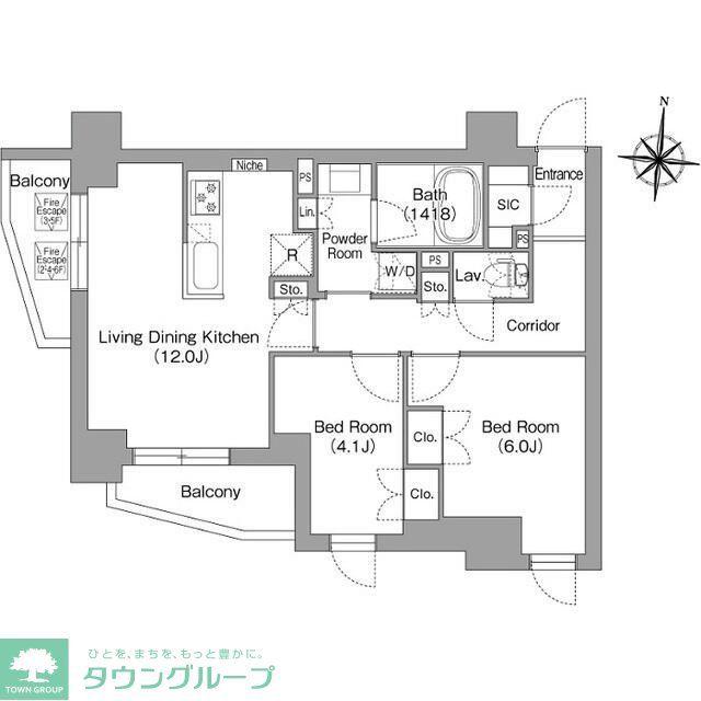 プラネソシエプラス旗の台(2LDK/5階)の間取り写真