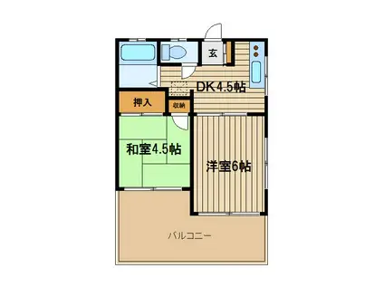 グリーンハイツ(2K/1階)の間取り写真