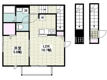ベルフォレスタ C棟(1LDK/2階)の間取り写真
