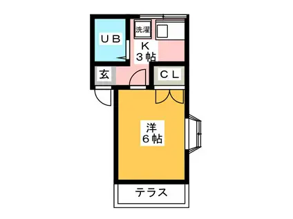 キャッスル イソベ(1K/1階)の間取り写真