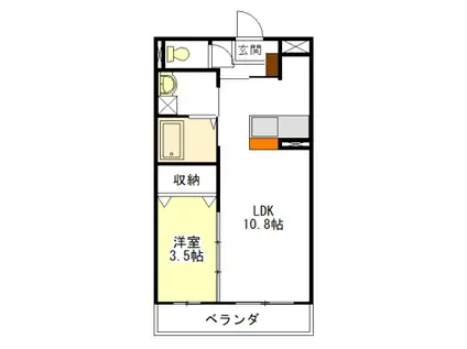 近鉄名古屋線 高田本山駅 徒歩8分 3階建 築5年(1LDK/1階)の間取り写真