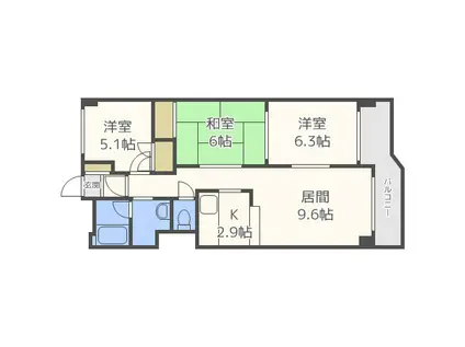 ビラ・サンライト第1(3LDK/4階)の間取り写真