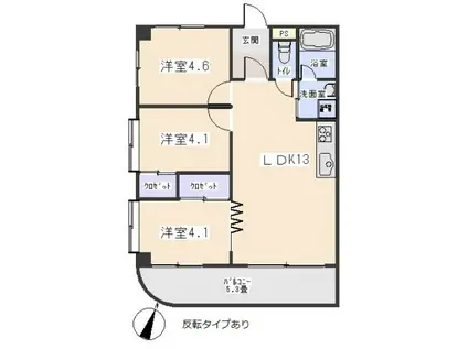 ジャンティ(3LDK/4階)の間取り写真