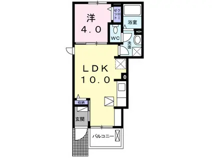 パークアクシスA・B(1LDK/1階)の間取り写真