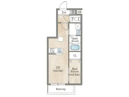 AILE夙川香露園(1LDK/3階)の間取り写真