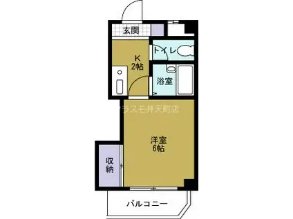 ハーモニー弁天(1K/4階)の間取り写真