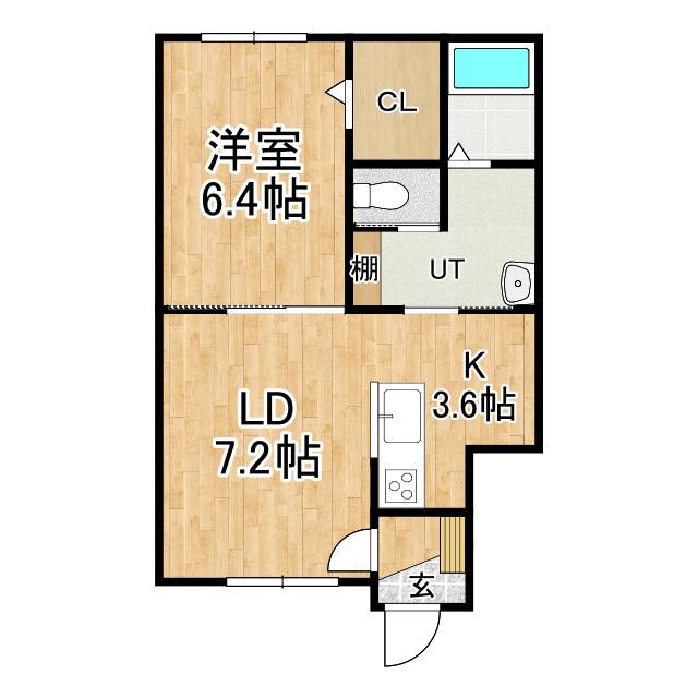 ABODE足寄(1LDK/2階)の間取り写真