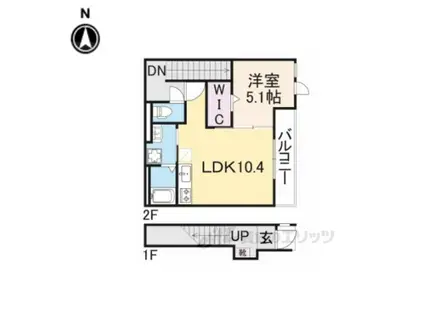 ラ・ポーラ参番館(1LDK/2階)の間取り写真