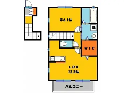 プチフルール V(1LDK/2階)の間取り写真