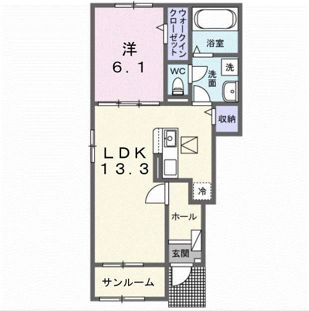 けやきレジデンスα(1LDK/1階)の間取り写真
