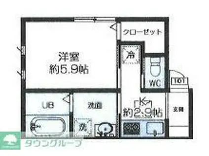 ふじみアプリコットガーデン2(1K/2階)の間取り写真