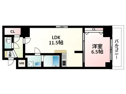 ノルデンタワー新大阪アネックス(1LDK/2階)の間取り写真