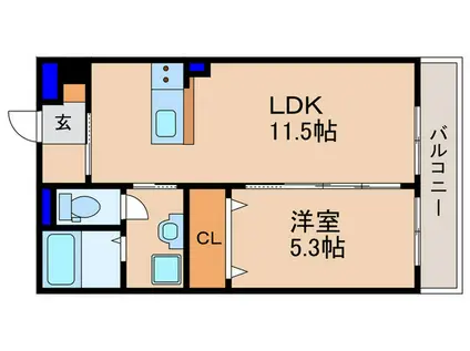 HCプレジオ草津新浜(1LDK/3階)の間取り写真
