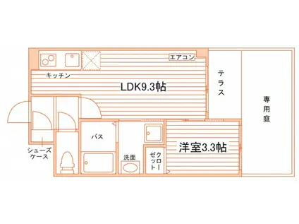 レスポワール伊都(1LDK/1階)の間取り写真