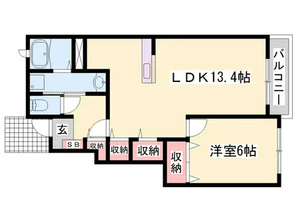 キャッスル・ミニヨン(1LDK/1階)の間取り写真