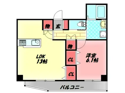 ファーシル千林(1LDK/1階)の間取り写真