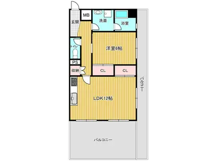 サンホワイト高宮(1LDK/7階)の間取り写真