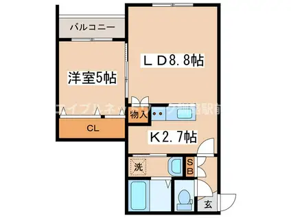 OBER白金(1LDK/2階)の間取り写真