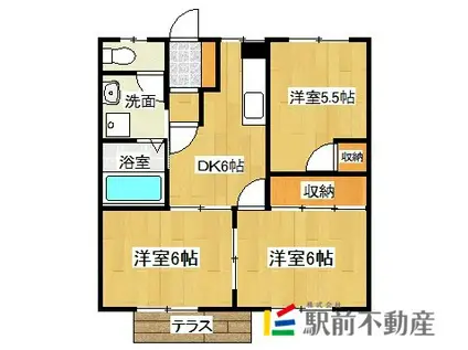 プレジデントハイツ平原(3DK/1階)の間取り写真