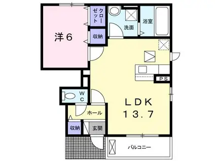 ポポラ オオツ II(1LDK/1階)の間取り写真