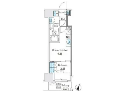 GLACIER神保町(1DK/8階)の間取り写真
