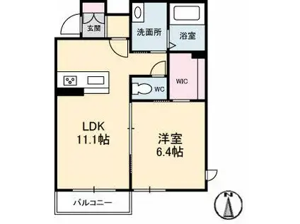 シャーメゾンAYA(1LDK/1階)の間取り写真