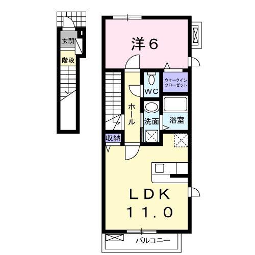 リトム・クラージュ(1LDK/2階)の間取り写真