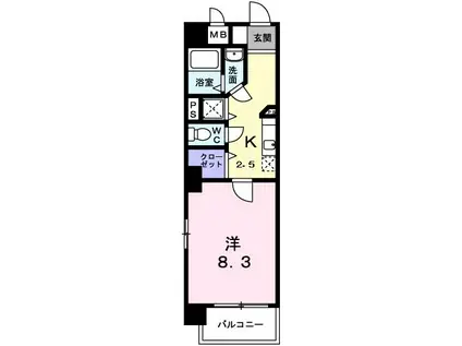 アドレス西町(1K/6階)の間取り写真