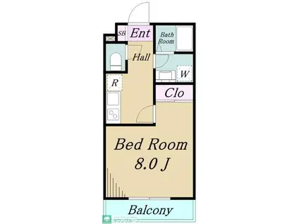 ザ・パーククロス大山(1K/2階)の間取り写真