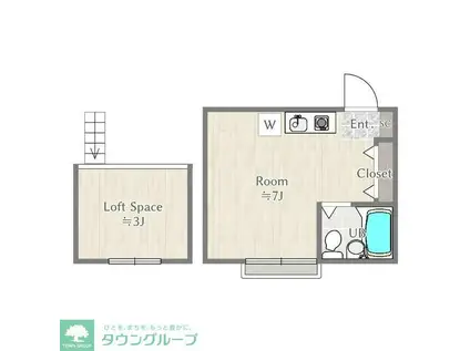 スカイビュー本多(ワンルーム/2階)の間取り写真