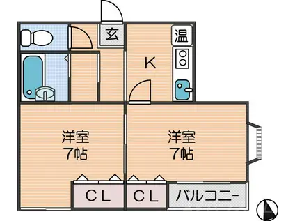 コーポアルプ(1DK/1階)の間取り写真