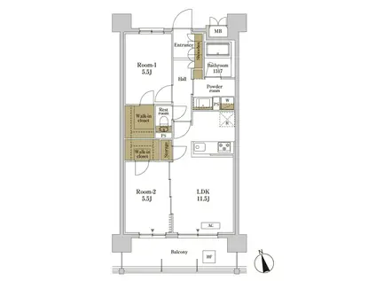 RJRプレシア川口(2LDK/10階)の間取り写真