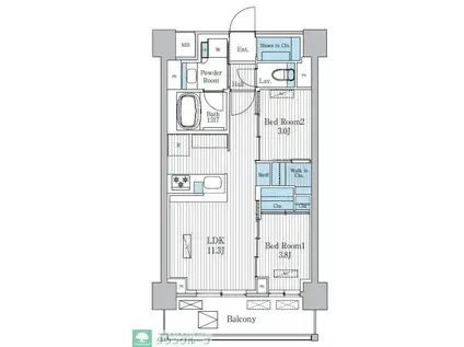 TERRA蚕糸の森(2LDK/8階)の間取り写真