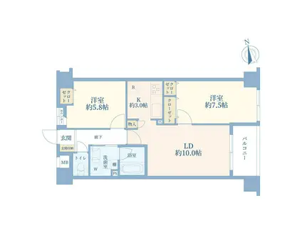 グリーンパーク東日本橋(2LDK/8階)の間取り写真