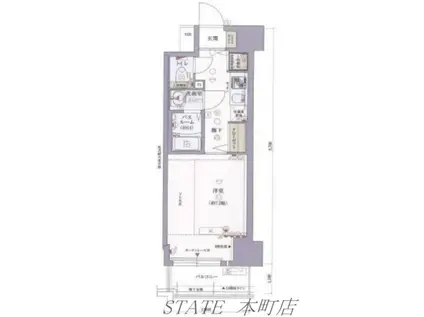 プランドール大手前レジデンス(1K/10階)の間取り写真