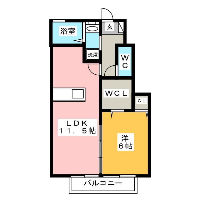 セジュール新田(1LDK/1階)の間取り写真