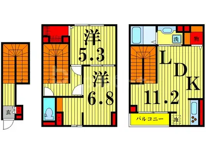 アンジュール鹿浜(2LDK/2階)の間取り写真