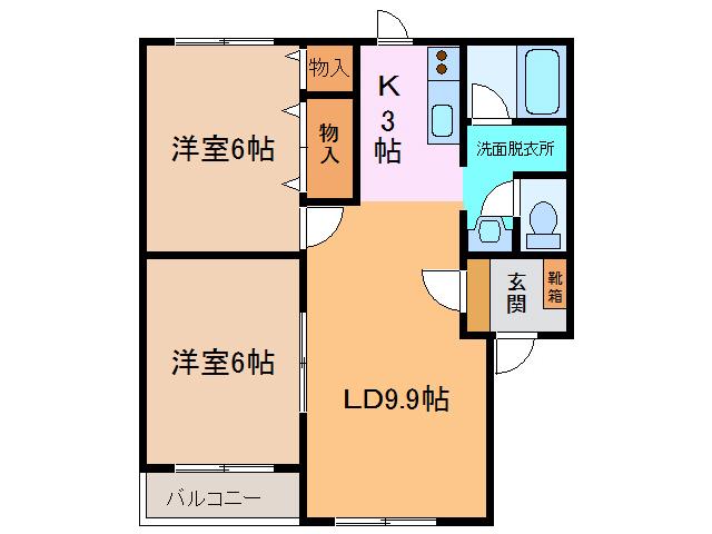 プリオールヴァンベールI(2LDK/1階)の間取り写真