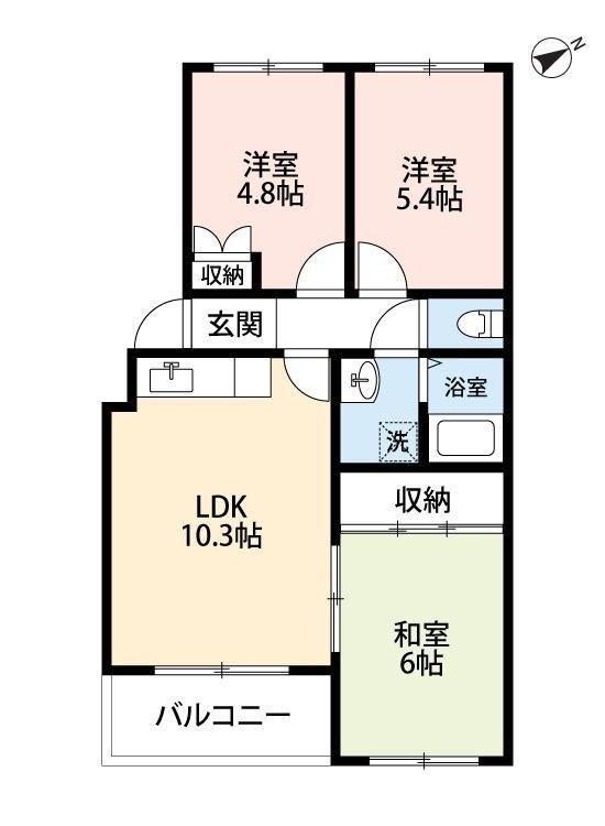 グランドハイツ富士(3LDK/4階)の間取り写真