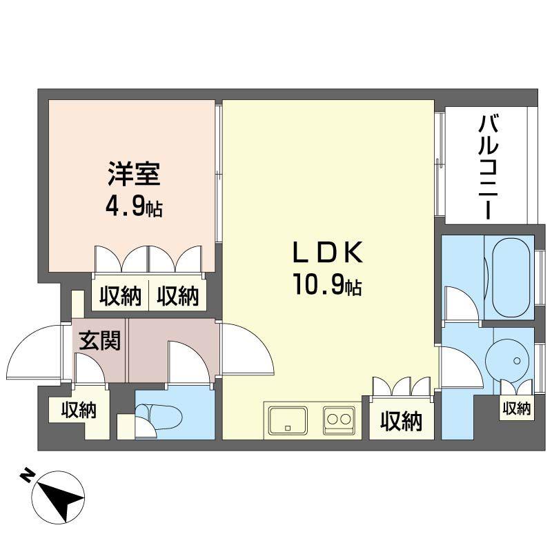 プライムメゾン銀座イースト(1LDK/13階)の間取り写真